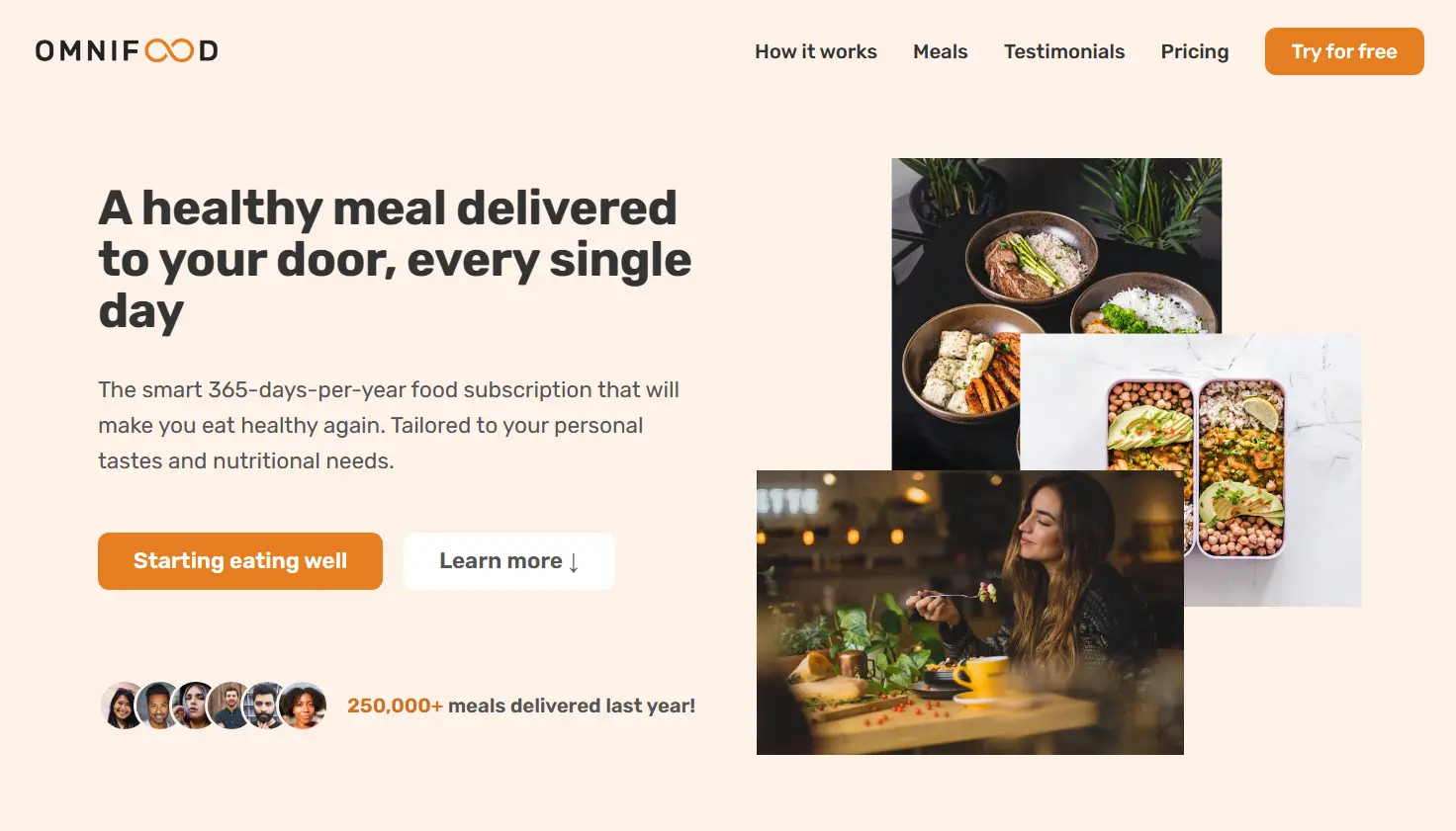 screenshot of omnifood's homepage